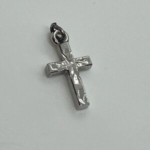 Vtg 925 Sterling Silver Mini Etched Cross Charm / Pendant